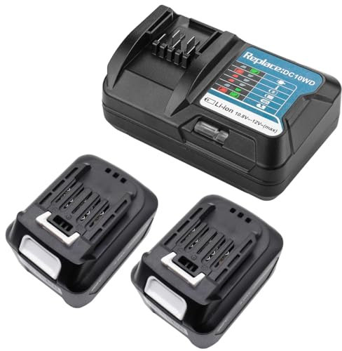 2X BL1041B Batteries avec Chargeur Compatible avec Makita 12V CXT 4Ah BL1015 BL1016 BL1021B BL1041B BL1020B BL1040B