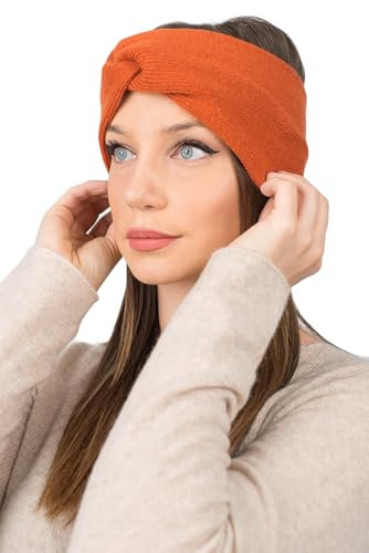 Dalle Piane Cashmere - Haarband aus Kaschmirmischung, Made in Italy, Farbe: Orange, Einheitsgröße