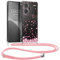 kwmobile Necklace Case kompatibel mit Xiaomi Redmi Note 13 Pro+ 5G / Redmi Note 13 Pro Plus 5G Hülle - Silikon Cover mit Handykette - Rosa Dunkelbraun Transparent Kirschblütenblätter