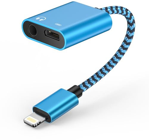 2 in 1 iPhone Kopfhörer Adapter und Laden, Lightning auf 3,5mm Klinke Adapter iPhone Aux Adapter Schnellladung Ladegerät, Aux Audio Splitter Konverter für iPhone 14 Pro/14 Plus/14/13/12/11/X/XS/XR/8