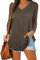 iChunhua V Neck Long Sleeve T Shirt Women Loose Spring Casual Tee Tops Coffee Large