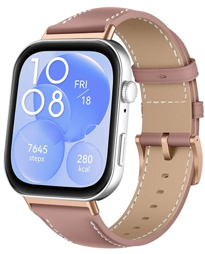 Niboow Correa para Huawei Watch Fit 4 / Fit 4 Pro/Fit 3, [con Hebilla de Acero Inoxidable Cuero] Hombres Mujeres Correas de Repuesto de Cuero para Huawei Watch Fit 4 / Fit 4 Pro/Fit 3 - Rosa