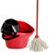 KMJ Red Mop and Buckets Sets with 2X Mops & Detachable Wringer- Classic Cleaning Plastic Mop and Bucket- Durable Plastic Bucket and Floor Mop Microfibre Mop and Bucket Set