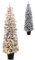 GYMAX 4FT/5FT/6FT Pre-lit Slim Christmas Tree, Artificial Snow Flocked Xmas Tree with 80/120/140 Warm White LED Lights & 8 Lighting Modes, Potted Pencil Decoration Tree for Home Party (6FT)