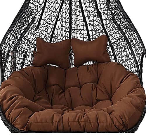 Outdoor Double Egg Chair Hammock Swing Seat Waterproof and Detachable 2 Seater Hanging Basket Chair for Garden and Indoor Use Coffee Color