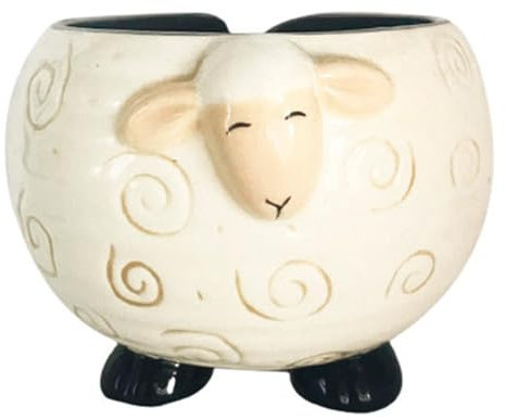 Porte-Laine en céramique | Bol de Mouton Forme de Mouton Mignon Céramique Tricoter Couture de Fil Carton Cartoon Crochet Bol Cadeaux pour Les Crocheters
