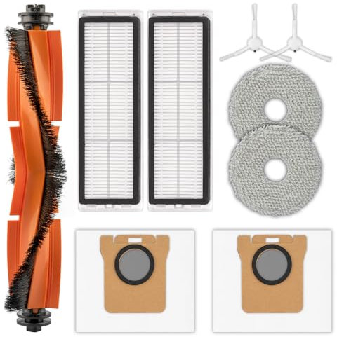 (9 Piezas) X20+ Repuestos Para Aspiradora Robot Xiaomi X20+/ X20 Plus 1S/ S20 Plus/ S20+/ X10+/ X20 Pro/Incluye 1 Cepillo Giratorio, 2 Cepillos Laterales, 2 Bolsas Para Polvo, 2 Filtros Hepa, 2 Mop