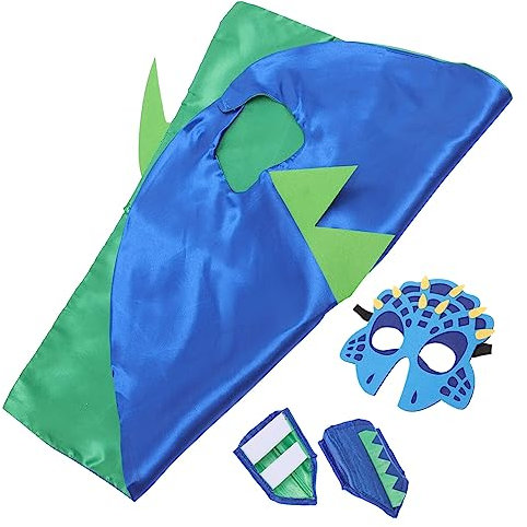 KOMBIUDA Dinosaurier Umhang Maskenset Für Kinder Partykostüm Performance-Requisite Aus Polyester Einfach Zu Tragen Und Langlebig