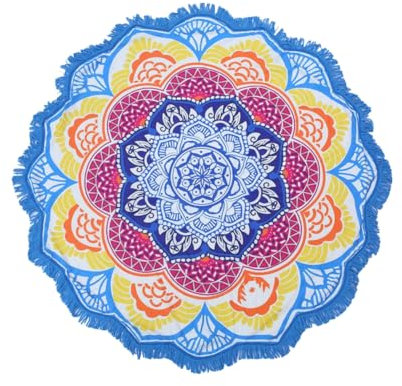 CAIRF 150cm Runde Stranddecke mit Fransen,Bunte Mandala Motiv Strandtücher,Ultraleicht Sandfrei Strandtuch Wandteppich Picknick,Schwimmen XXL Schnelltrocknend Badetuch Duschtuch Handtuch B