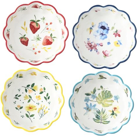 PartyKindom 4pièces Lot de Bols Céramique pour Fruits Secs Noix Bonbons Snacks Et Autres Aliments avec Bords Surélevés pour Meilleure Organisation