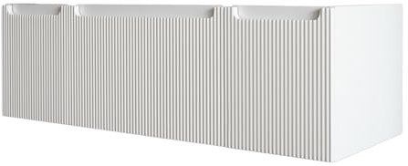 BRIDGE BENO Mobiletto Bagno Sospeso 120 cm con Cassetto e Anta, Ultrasottile, Chiusura Soft-Close, Design Scanalato – Mobiletto per Lavabo, Senza Piano Lavabo (Bianco Opaco)