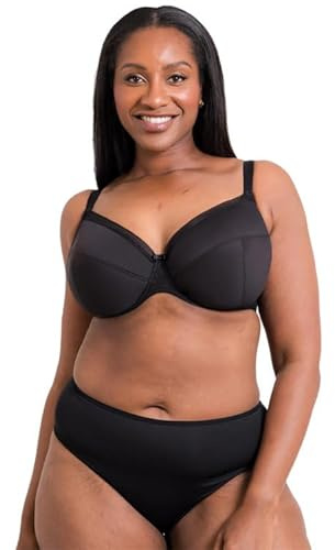 Flirtelle Josie Underwired Plunge Bra Womens Underwear Lingerie Black, 36GG