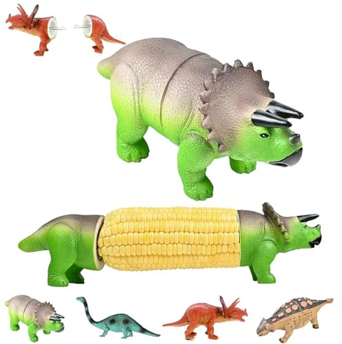 Dinosaur Corn Cob Holders, Cute Dino Corn Holders with Stainless Steel Prongs, Mini Dinosaur Figures Party Decor for Birthday Festival BBQ Kitchen (1PCS - C)