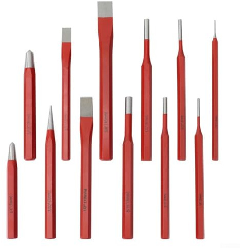 Juego de cinceles de perforación, 12 piezas, juego de cinceles de perforación, herramientas de trabajo de metal para mecánicos, carpinteros, construcción de acero