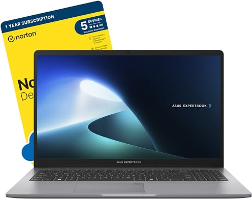 ASUS ExpertBook P1 Intel Core 7 240H 64 GB DDR5 RAM 2 TB SSD 15.6 Full HD Wi-Fi 6 Windows 11 Pro includes FREE Norton 360 Deluxe