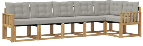 vidaXL Outdoor-Sofagarnitur mit Kissen 6 pcs Weiß und Hellgrau, Gartenlounge, Moderne Sofas für draußen, strapazierfähige Sitzgruppe für Terrasse, Perfekter Komfort