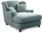 Cavadore XXL-Sessel Assado / Großer Polstersessel mit Holzfüßen und großer Sitzfläche / Inkl. 2 Zierkissen / 109 x 104 x 145 / Flachgewebe Blau (Aqua)