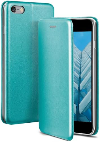 ONEFLOW Business Case für iPhone 6s / iPhone 6 Handyhülle klappbar mit Standfunktion, Klapphülle Flipcase Cover Dünn, PU Leder Hülle mit Kartenfach, 360 Grad Schutzhülle, Mint Blau