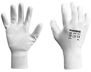 SKY Workwear PU Coated Polyester Work Gloves for Gardening, Builders, Mechanic Gloves, Three Pairs, Size 10, White
