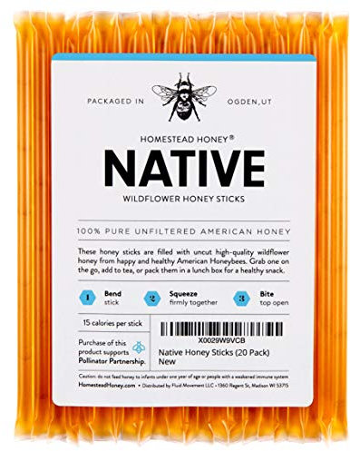 Liquid Movement, Native Honey Sticks for Tea, Honey Packets, Single Portion, Honey Straws, Stirrers, Honey Packets, Honey Sticks, Natural Flavour, Honey Straws Sticks (Honey Sticks