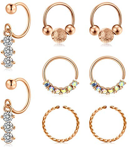 JFORYOU 12er Set 20G Knorpelpiercing Daith Tragus Helix Septum Piercing Schmuck Hufeisen Ringe Labret Piercing