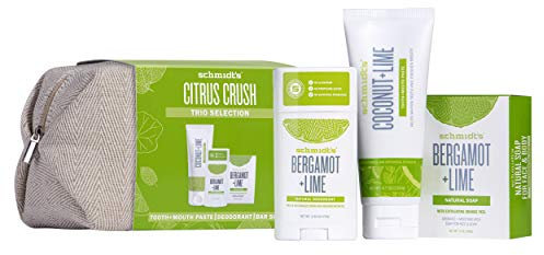 Schmidt´s Geschenkset Lime (Kulturtasche mit Seifenstück, Zahnpasta und Deodorant), 1er Pack