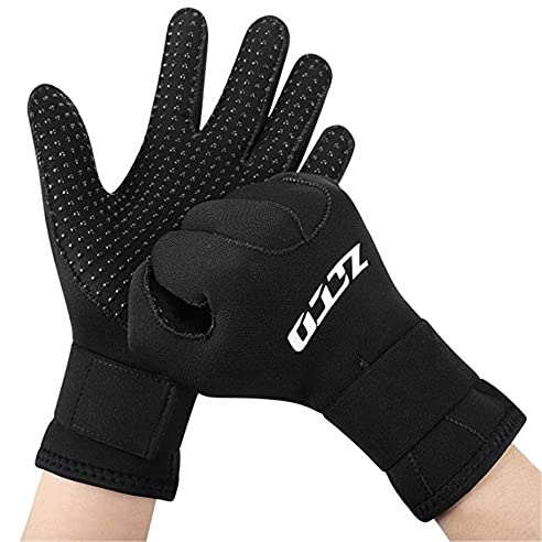 ZCCO 3mm / 5mm Neopren Tauchhandschuhe, zweilagige Thermo-Neoprenanzughandschuhe mit elastischem Handgelenk und rutschfesten Partikeln zum Tauchen, Surfen, Schnorcheln