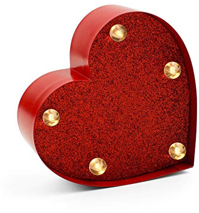 Legami - Mini Deko-Licht, 10 x 3,3 x 10 cm, Metall, Holz, Kunststoff, 2 Schlitze auf der Rückseite zum Aufhängen des Lichts an der Wand, Lichtfarbe warmweiß, Thema Heart, Cuore