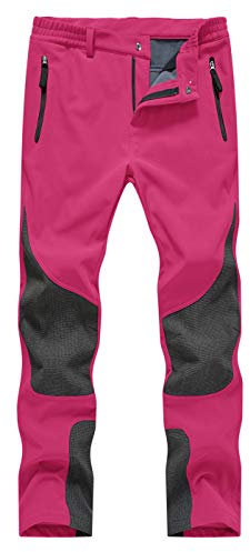 donhobo Damen Wanderhose Wasserdicht Softshellhose Outdoorhose Winddicht Warm Gefüttert Winter Skihose Snowboardhose Trekkinghose (Rosa, S)