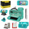 Switch Lite Zubehör-Set, Set mit Tragetasche, TPU-Schutzhülle mit Displayschutzfolie, Ladestation, Playstand, Game-Case, USB-Kabel, Eingabestift, Daumengriffkappen für Nintendo Switch Lite (türkis)