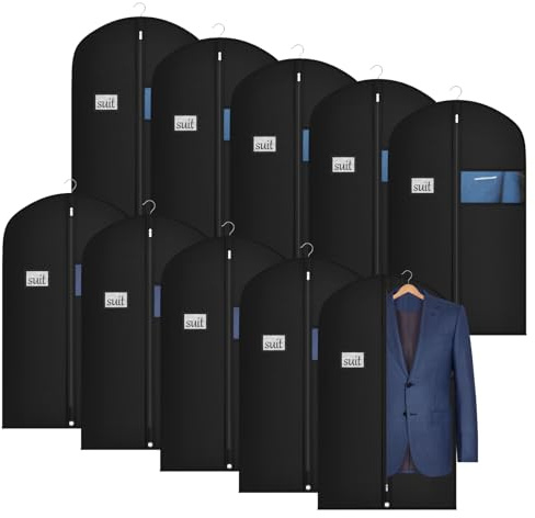 Univivi Kleidersack für Herren, 101,6 cm, mit transparentem Fenster und Ausweishalter, für Anzug, Jacke, Rock, Hemd und Mantel, 10 Stück