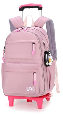Armbq Rollrucksack, Rucksack mit Rollen, Kinder-Rollrucksack für Mädchen, Jungen, Reisetasche mit Rollen, Trolley, Büchertaschen, A-lila zwei Räder, Two Wheels, Tagesrucksäcke
