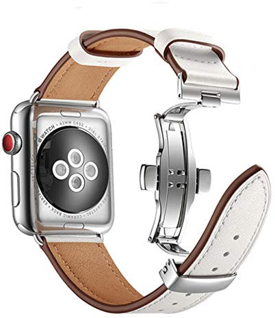 AIYIRUO Compatibile con Apple Watch 10 Cinturino in pelle 45mm 49mm 41mm 44mm 40mm Ricambio per Fibbia Deployante Uomo Donna per Compatibile con iWatch Serie 10 9 8 7 6 5 4 3 2 1