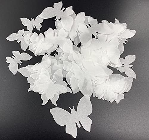 50Pcs Edible Wafer Cupcake Toppers Cake DIY White Blank Butterfly Cake Decoration Birthday Mix Size & White Colour
