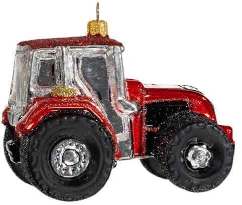 Holyart Traktor, Weihnachtsbaumschmuck aus mundgeblasenem Glas