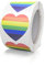 Rainbow Heart Stickers Roll 3.8 cm Gay Pride LGBT Love Stripe Sticker Waterproof Removable Labels for Scrapbooking Envelope Decorations 500 PCS
