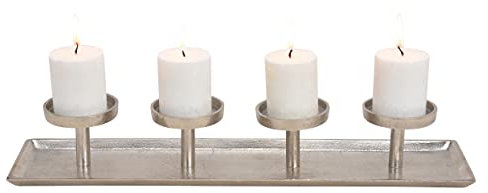 Kerzenhalter Adventskranz länglich L: 57 cm aus Metall Silber - Adventsgesteck, Weihnachtsdeko, Adventsdeko, Advent, Weihnachten