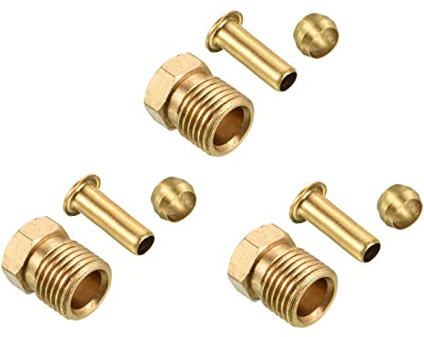 PATIKIL 4mm ID 6mm OD Tubo Ottone Compressione Assortimento Kit 3 Set, Manicotto Berula & Inserisci & Dado