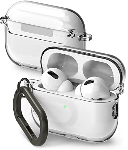 Ringke Hinge Case Kompatibel mit AirPods Pro 2 Hülle Front-LED Sichtbar Transpatent PC Schutzhülle für AirPods Pro 2. Generation - Clear