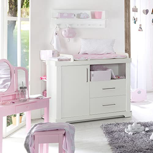 roba Wickelkommode mit Wickelansatz 'Maxi', hochwertiger Wickeltisch im Landhausstil weiß, 2.0 Anzahl