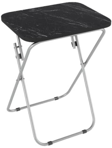 Wooden Folding TV Side Table Laptop Computer Desk Coffee Tea Picnic Snack Table (Black Marble, 50 x 60)