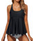 JFAN Maillot de Bain Femme 2 Pieces Tankini à Volants Haut Tankini et Bas Maillots Ventre Plat Rayures XL