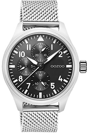 Oozoo Herren Armbanduhr Timepieces C10958 Analog Metall Mesh Silber UOC10958 Analoguhr