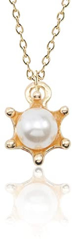 WEITING Creativo dulce multicolor garra diamond corona colgante niñas perla collar hexagonal estrella colgante collar lindo regalo de los niños-pearl