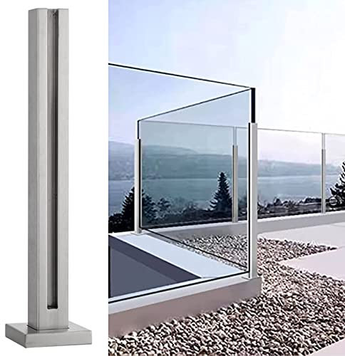 Ringhiera in Vetro Parapetto in Vetro Argentato per Ringhiera di Ponte/Patio/Scala/Corridoio, Kit Balaustra per Esterni in Acciaio Inox, Sistema di Supporto per Recinzione Verticale A Pavimento ( Colo