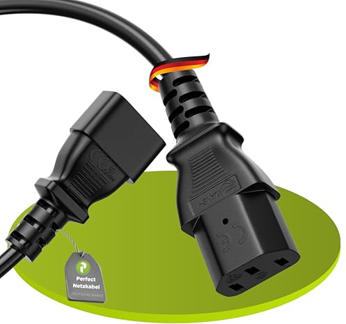 Perfect Cavo di alimentazione Euro, spina IEC C13 a presa IEC C14 dritta, cavo di alimentazione accessorio per elettrodomestici, 1,00 m, nero