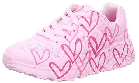 Skechers Girls' UNO Lite Spread the Love, White/Light Purple