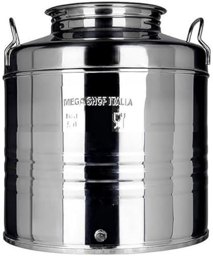 Megashopitalia Contenitore Bidone Fusto per Olio in Acciaio Inox 18/10 Predisposto per Rubinetto da 1/2 15 LT