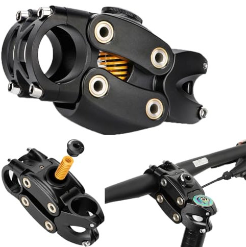 Gaderth Federungsvorbau, 7 Grad 45 mm Höhenerhöhung, verstellbarer Fahrradlenkervorbau für Schulterkomfort, stoßdämpfende kurze Lenkererhöhung für Mountainbike, Rennrad, MTB, BMX, schwarz, 90 mm