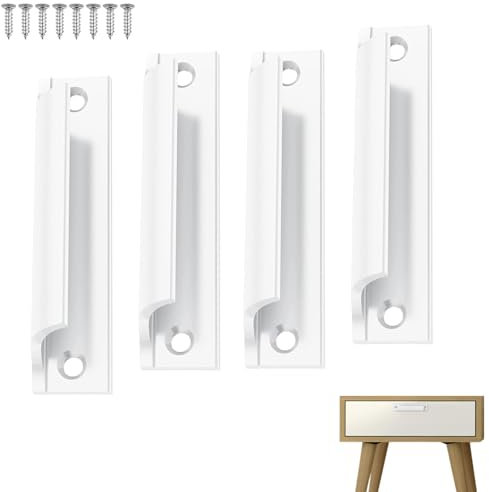 TECKI 4 Pezzi Maniglia Porta in Alluminio (Bianco) - per Porte Scorrevoli, a Soffietto, Interne, Balcone, Finestre e Mobili